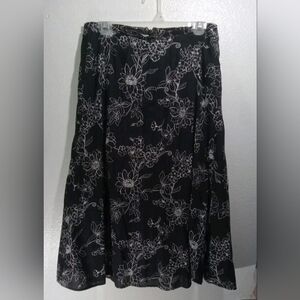Sag Harbor Black and White Floral Maxi Skirt